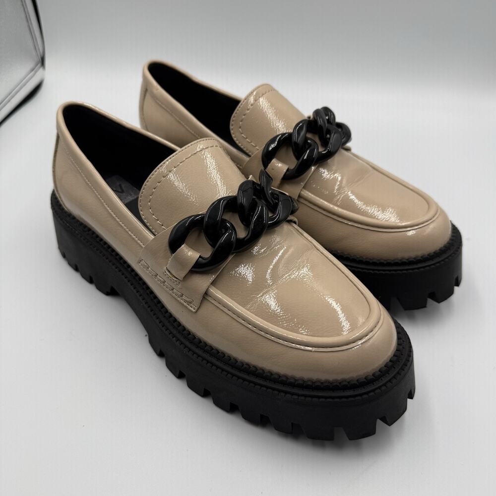 DV Dolce Vita Larazzo Platform Loafers Cream Lug Sole Womens 9 Larazzo Chain